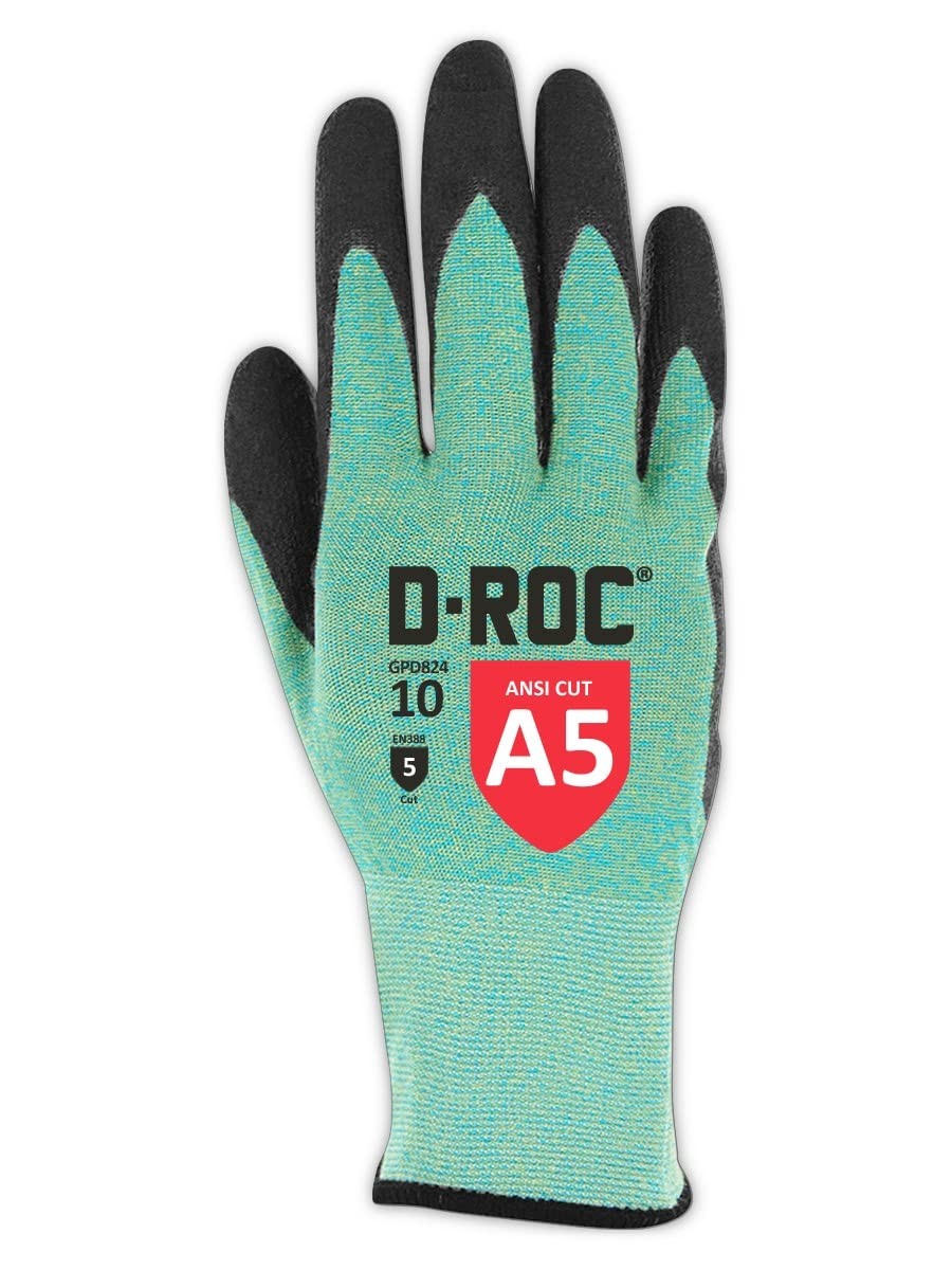 Magid Resistant Cut Level A5 Work Gloves 6 Pr Dry Grip Polyurethane Coated Size