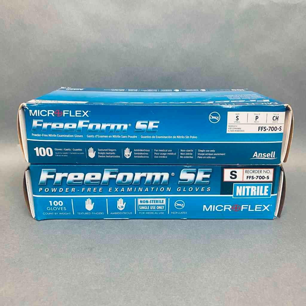 Microflex FreeForm SE Nitrile Gloves Small 2 Boxes of 100 Gloves Each