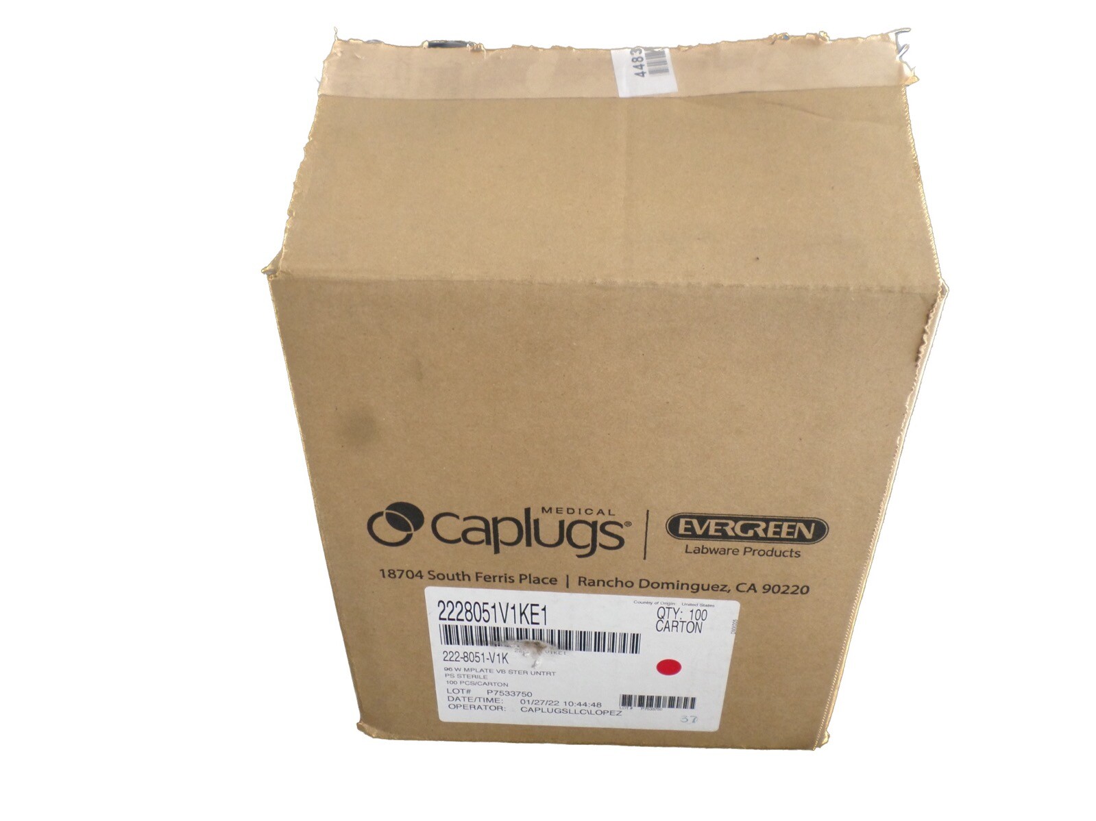 EVERGREEN CAPLUGS Conical Bottom Sterile PS 96-Well Plates 222-8051-V1K (100/cs)