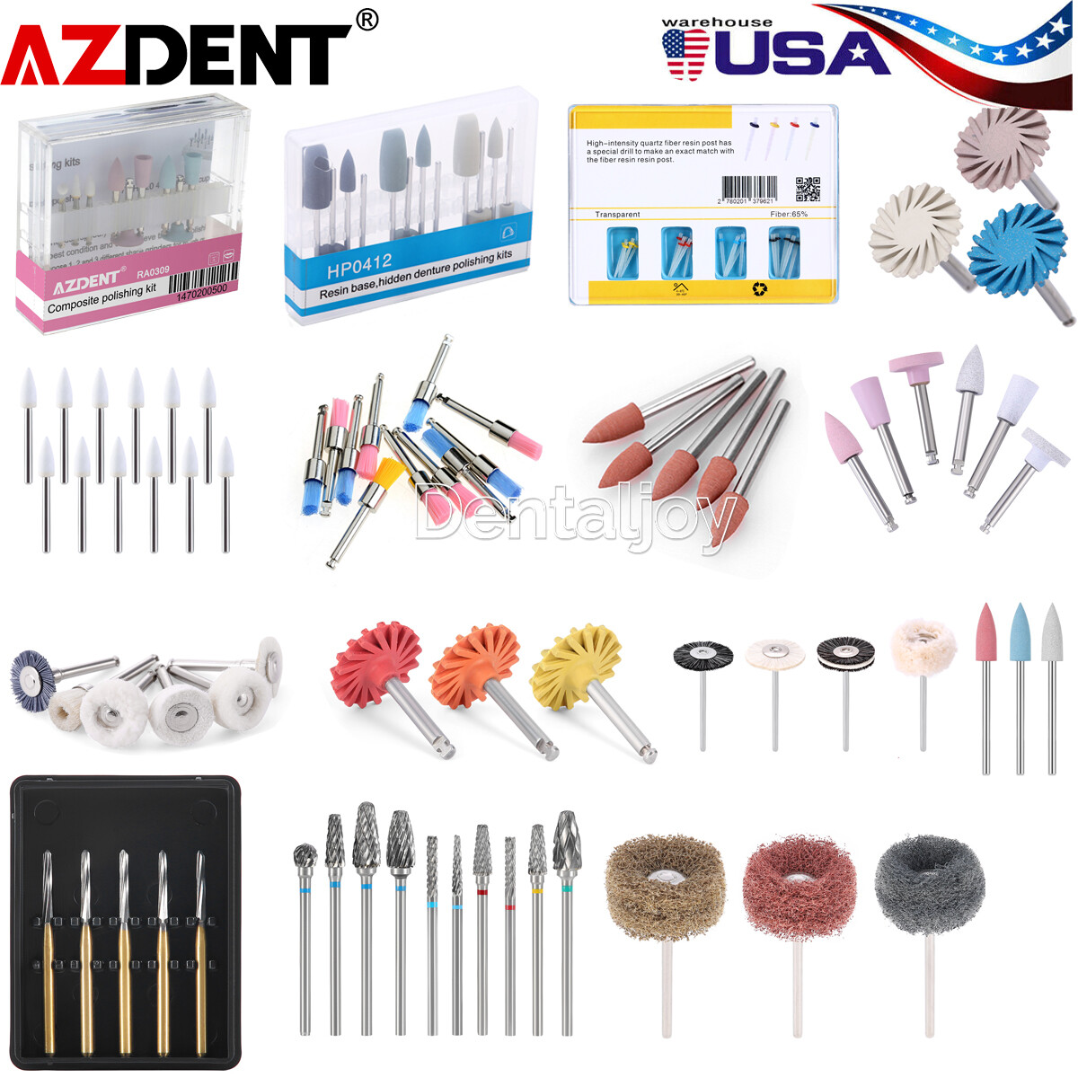 Dental Diamond Burs Cup Composite Polishing Kit Ceramics Polisher RA HP FG Shank