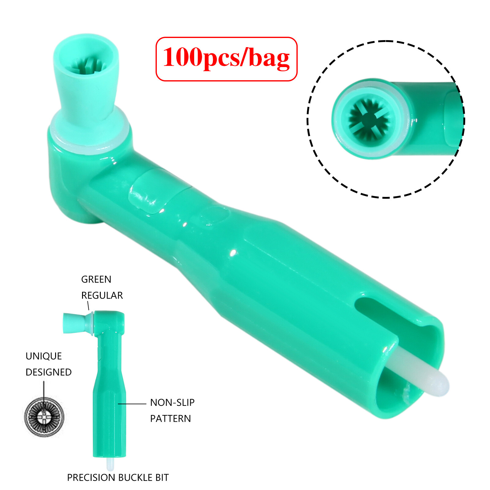 100 dental small Head disposable prophy angles soft cup green color DL