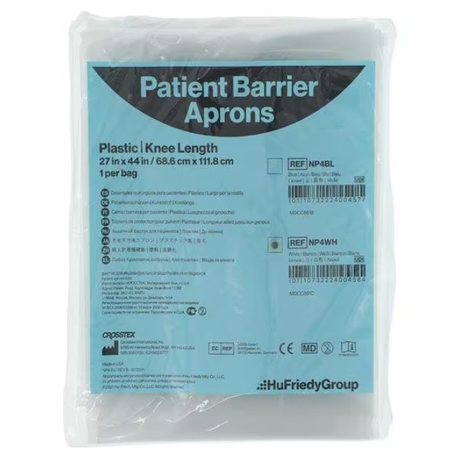 Crosstex NP4WH Plastic Dental Patient Bib Knee Length 27″ X 40″ White