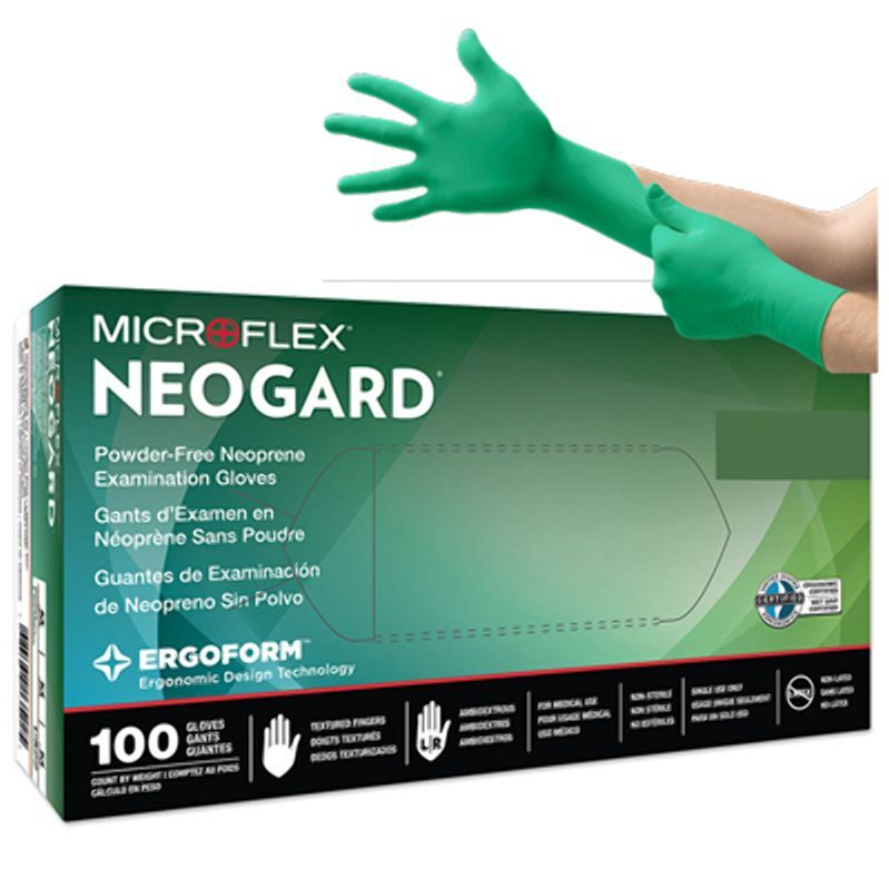 NeoGard Chloroprene exam gloves: X-LARGE, non-sterile, powder-free