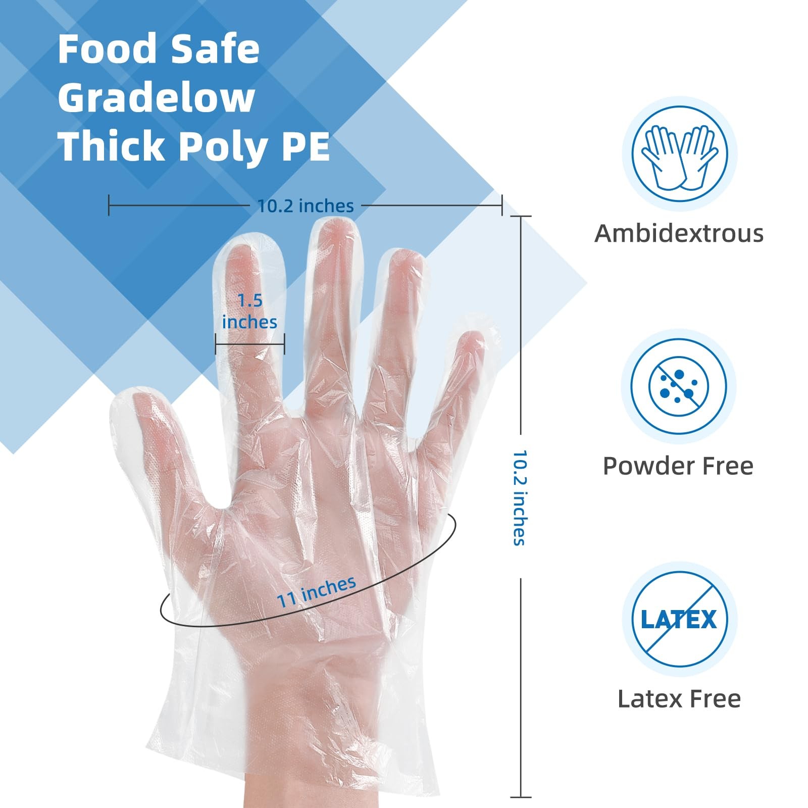 Food Prep Gloves Disposable Clear Plastic Poly 500ct Food Handling Safety