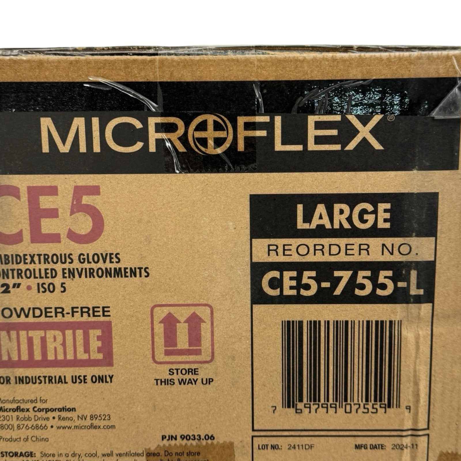 Microflex Powder Free Nitrile CE5 Ambidexrous Gloves Large CE-5-755-L 1000pcs