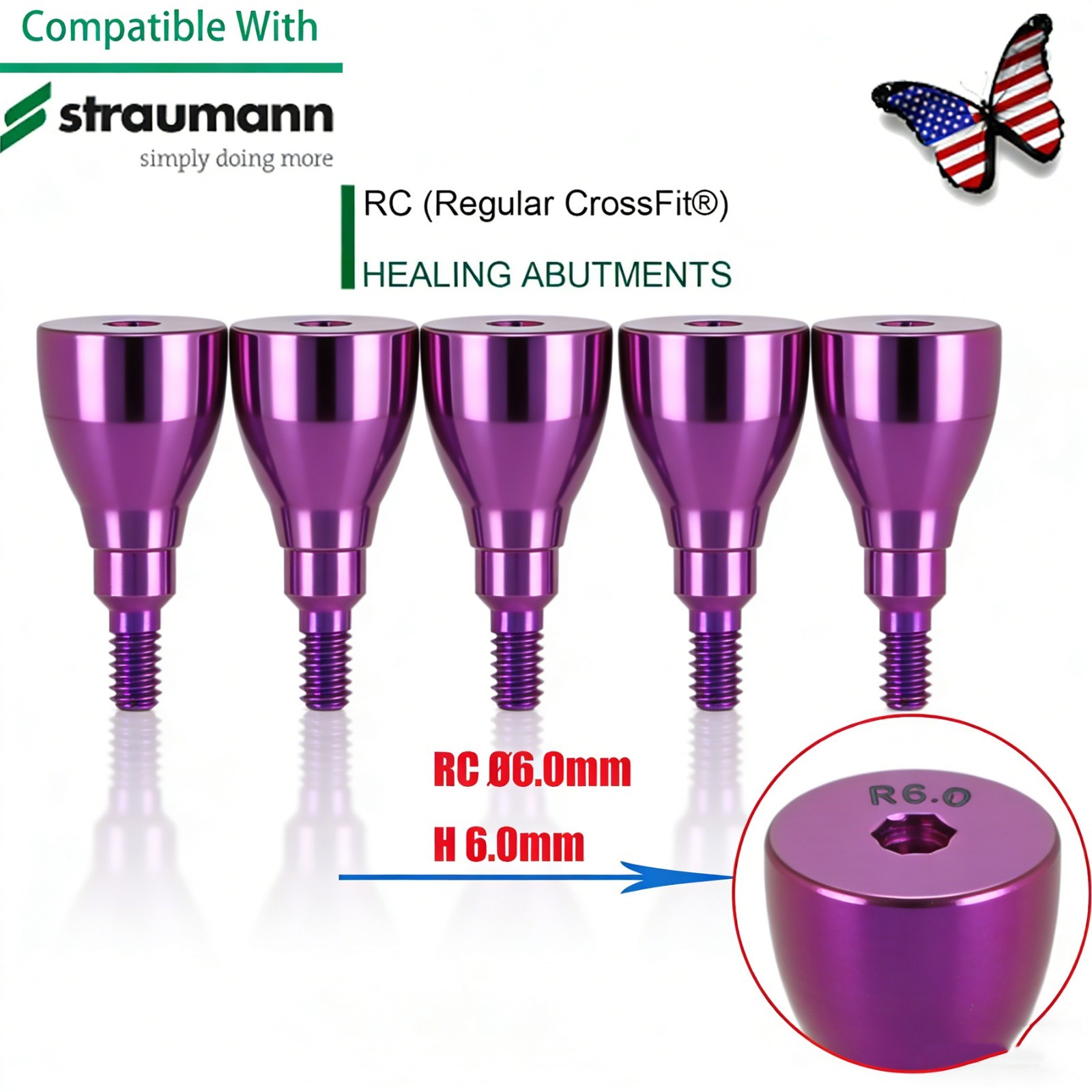 Straumann RC Healing Abutment & Closure Screw BLT Bone Level Titanium 5pcs/set