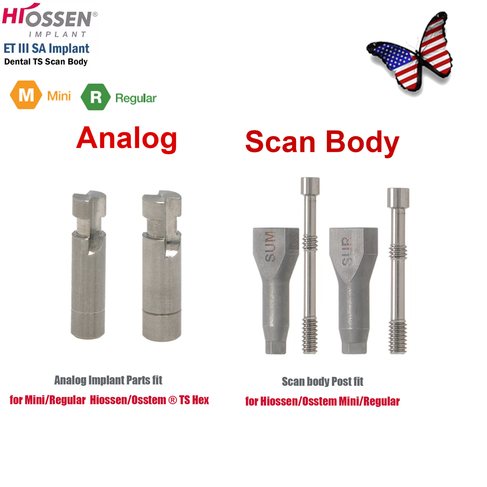US ET lmplant lmpression Coping Analog Regular Mini Open Closed Tray Fit Hiossen