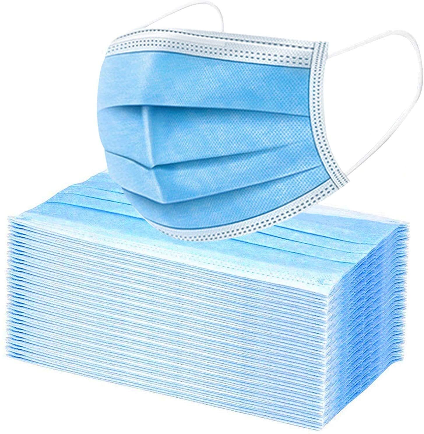 Disposable Face Masks Blue 3 Ply Earloop Protective Breathable Mouth Cover 🚀