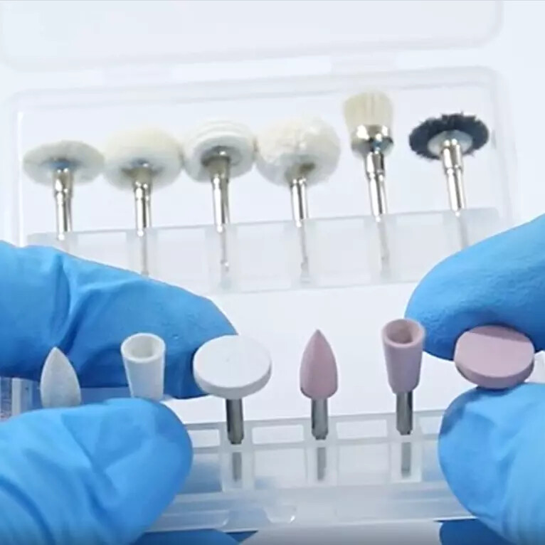 12Pcs/Kit Dental Lab Polishing HP Kit RA 2.35mm Polisher Resin Brushes Handpiece