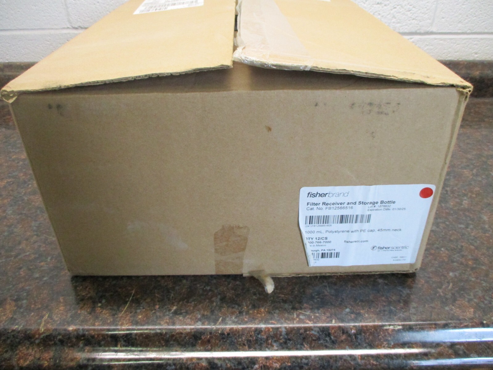 CASE OF 12 FISHERBRAND FB12566516 1000ML FILTER RECEIVER AND STORAGE BOTTLES