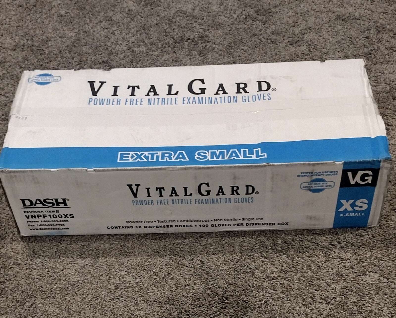 Nitrile Gloves Powder Free Case (10 Boxes) Dash Exam Medical Extra Small XS