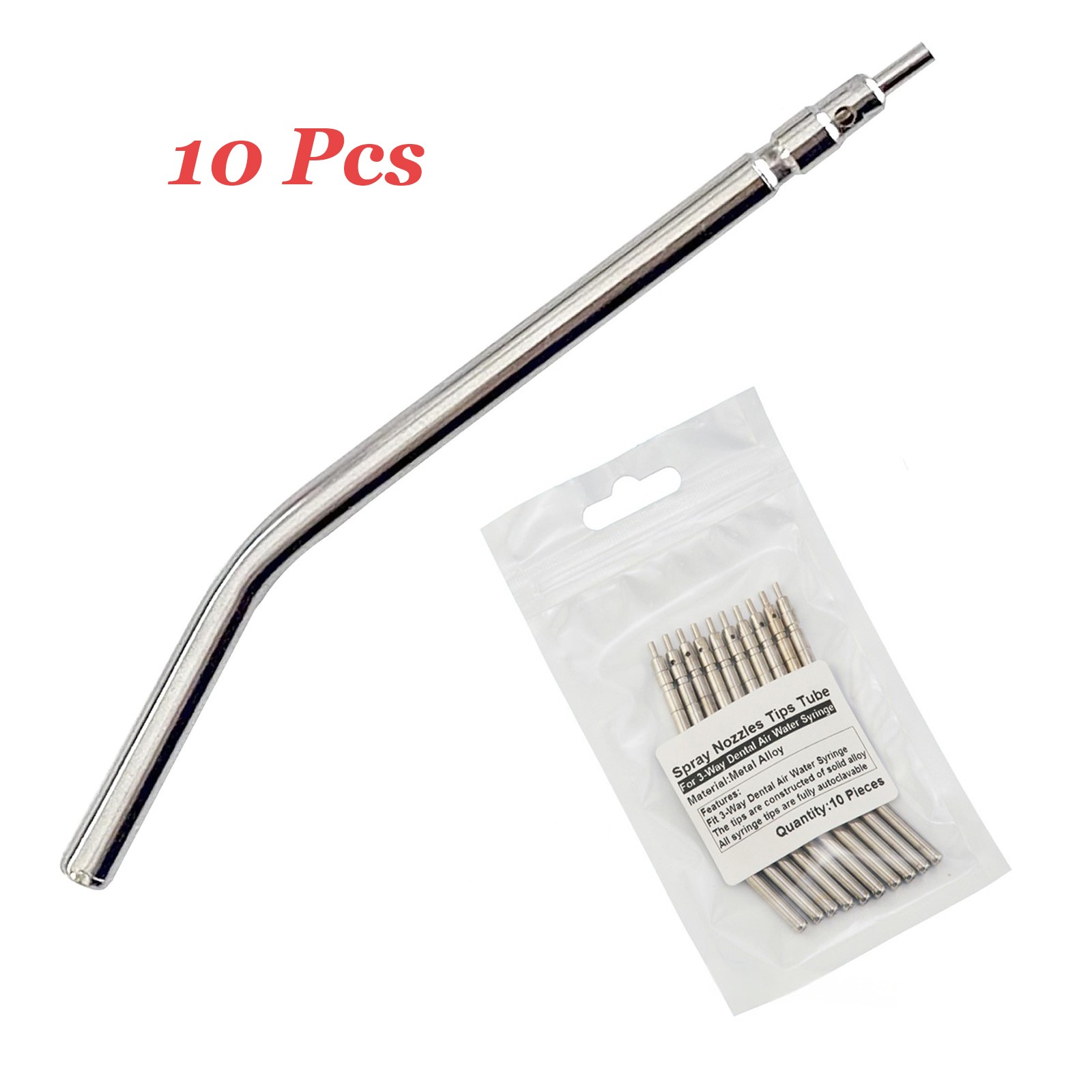 Metal Dental Air Water Syringe 3 Way Autoclavable Nozzles (Bag of 10) Reusable
