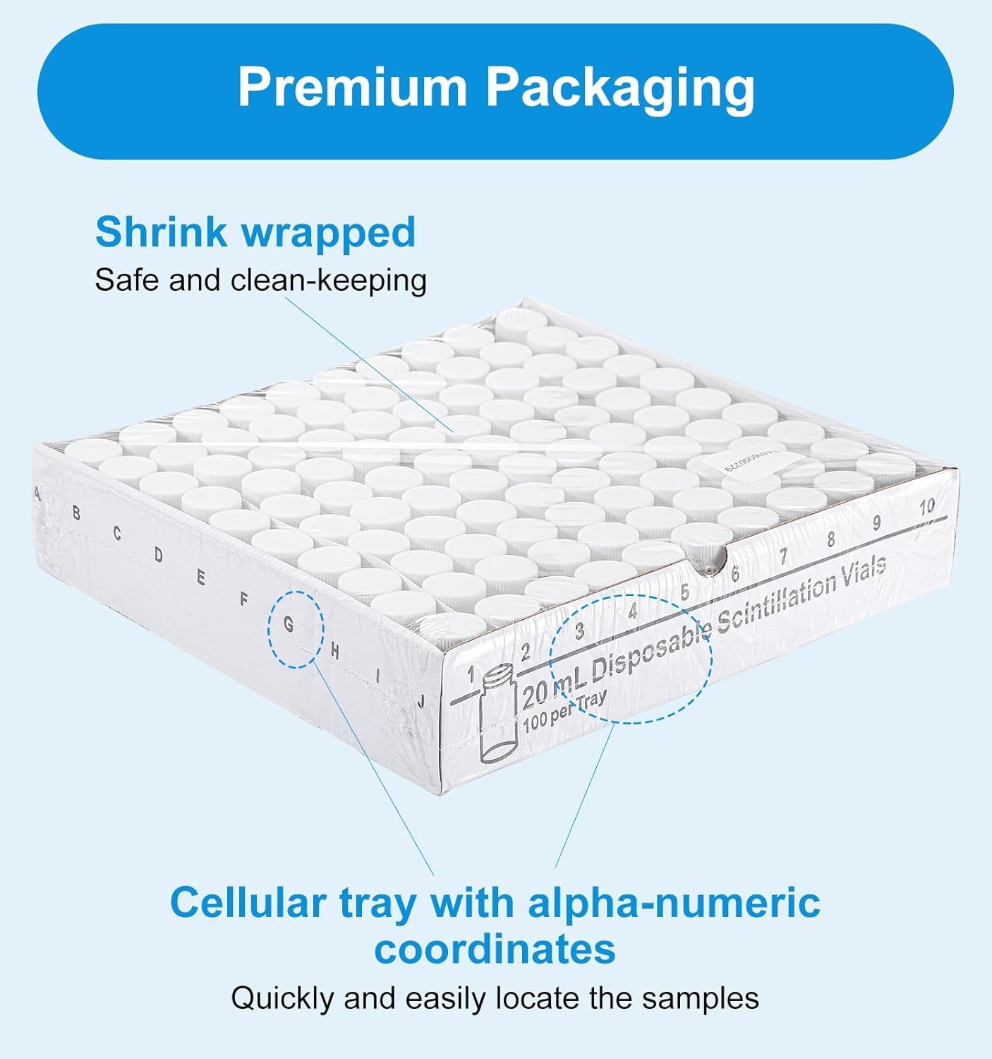 100/200/300/400/500/1000/2000/3000x 20mL Scintillation Vials Aluminum Foil Liner