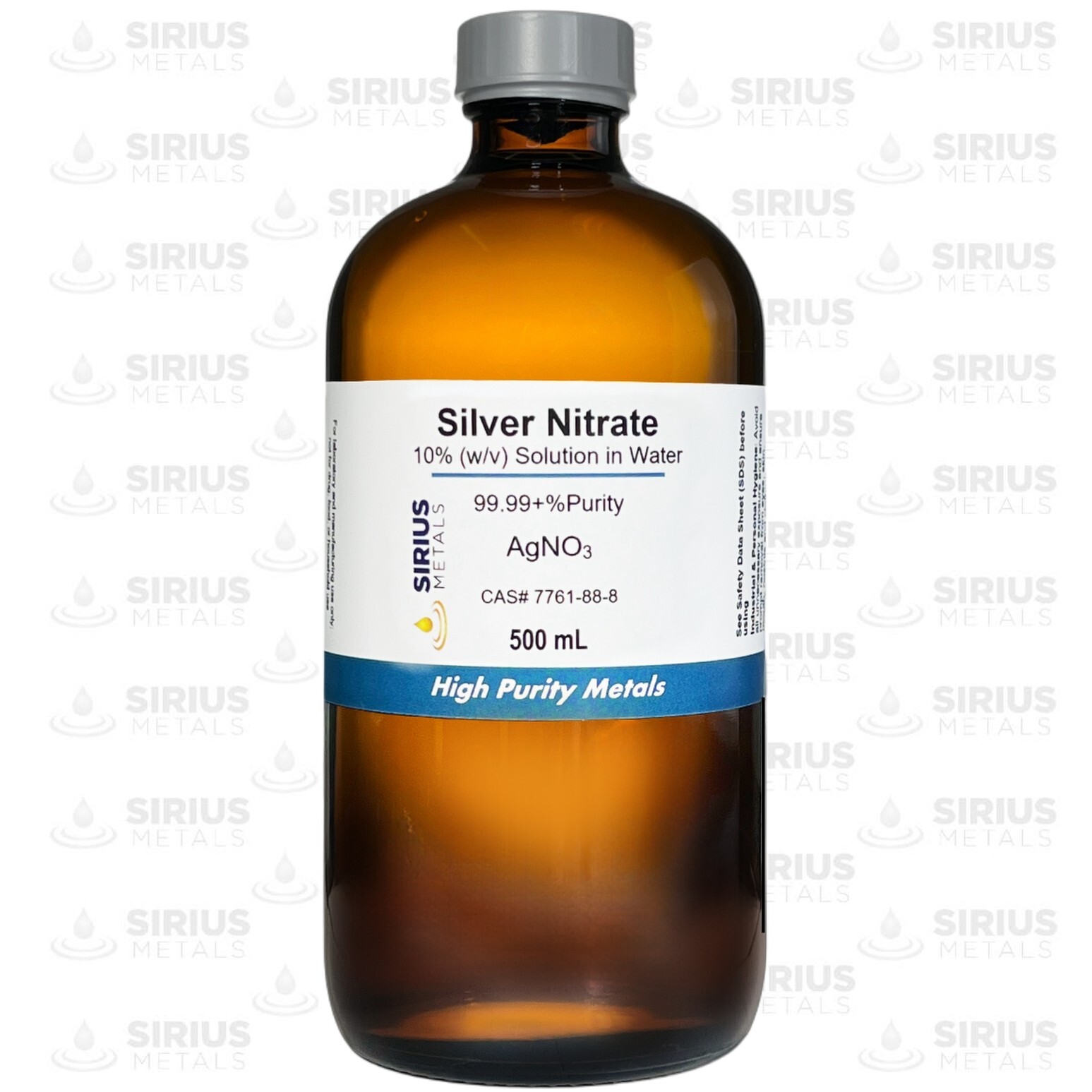 Silver Nitrate Solution (CAS# 7761-88-8) – 10.0% as AgNO3, 6.35% as Ag – 500 mL
