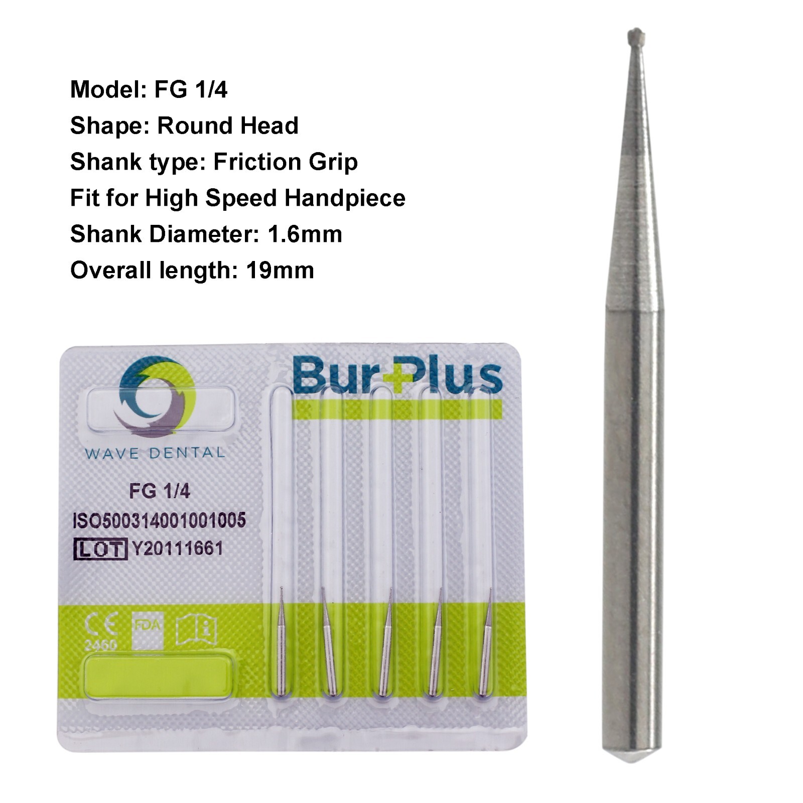 Wave Dental Surgical Carbide Burs FG SURG 25mm FG 19mm Latch Burs LA HP Straight