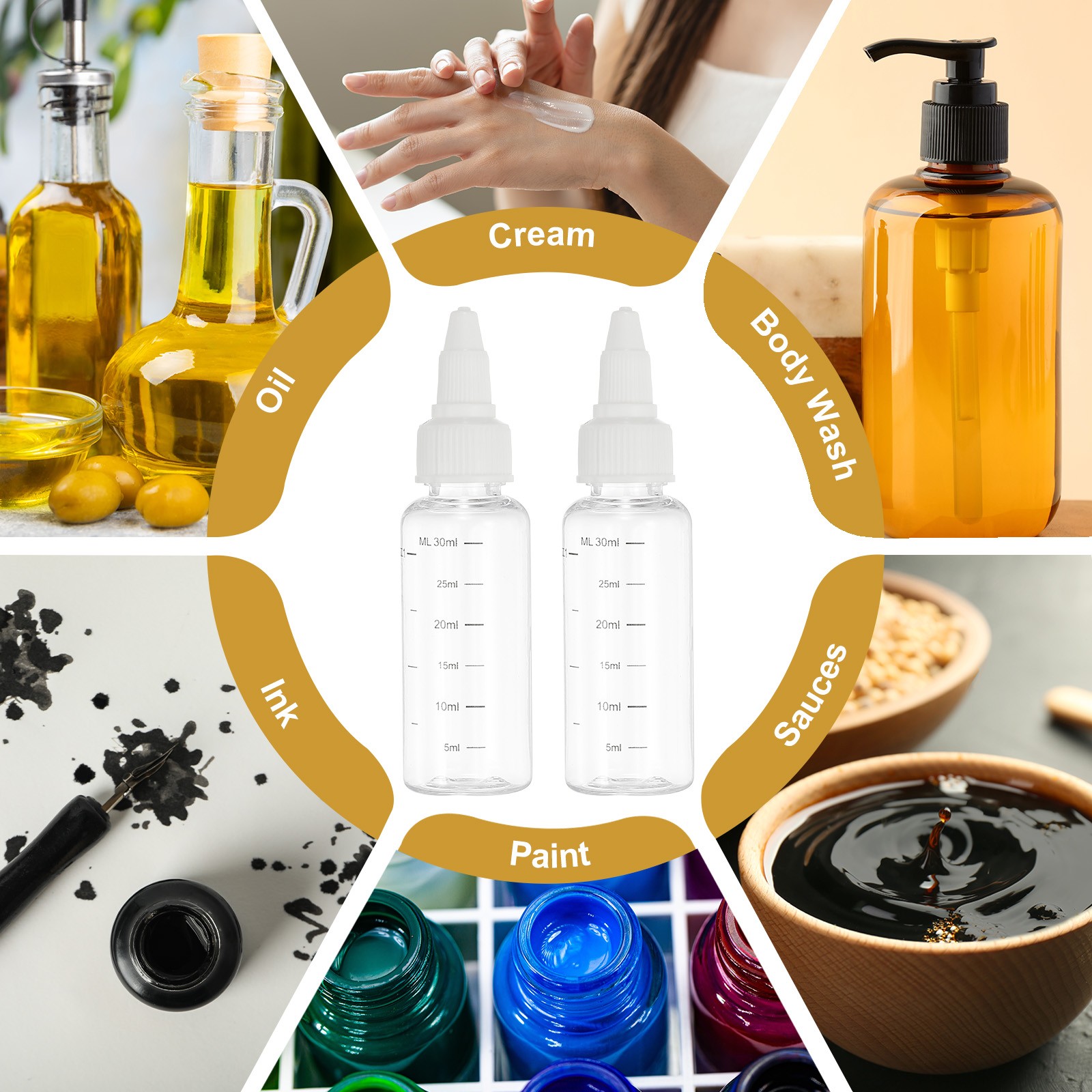 30 ml/1 OZ Plastic Squeeze Bottle, 8 Pcs Dispensing Bottles, Transparent