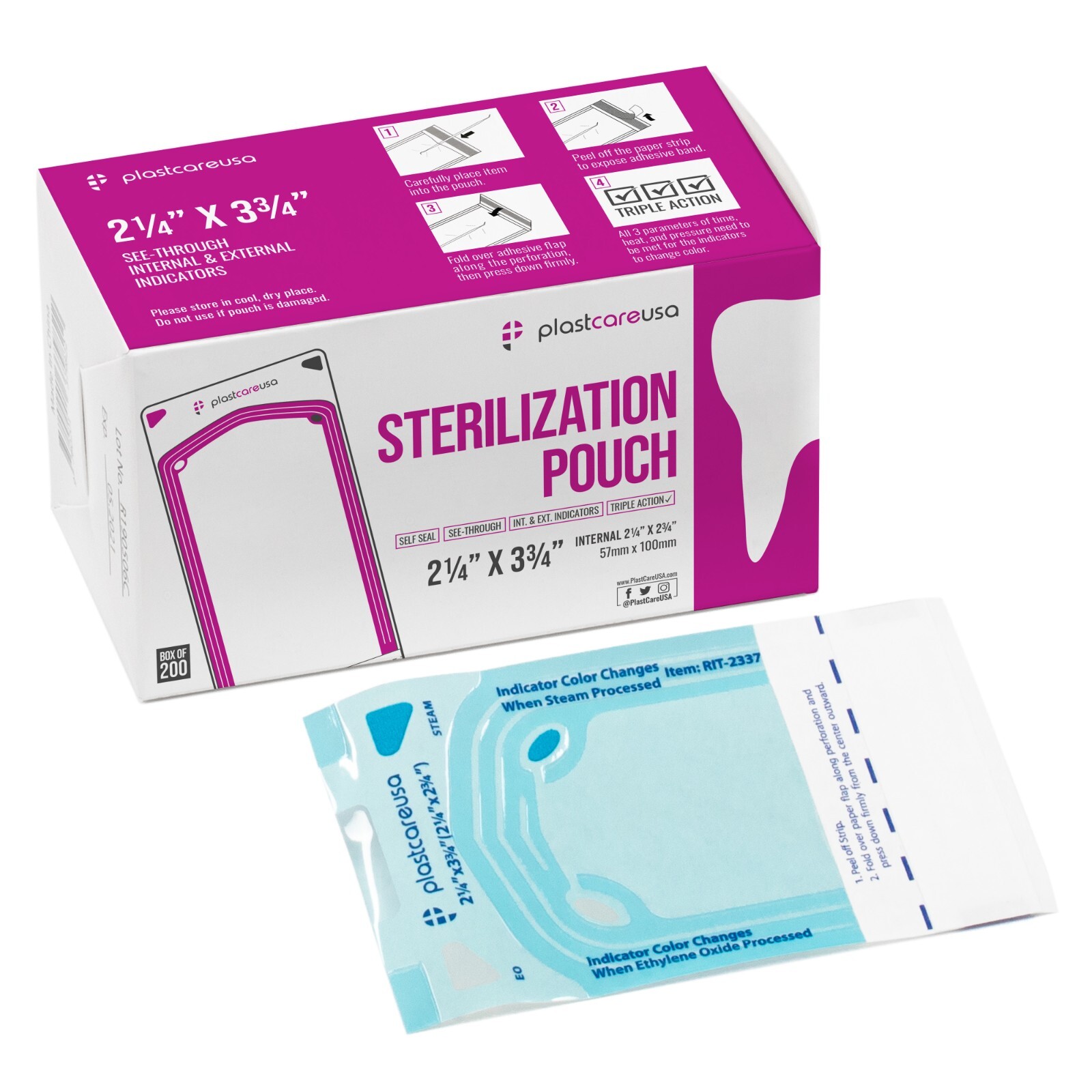 2.25″ x 2.75″ Self-Sealing Sterilization Pouches for Autoclave (Choose Quantity)