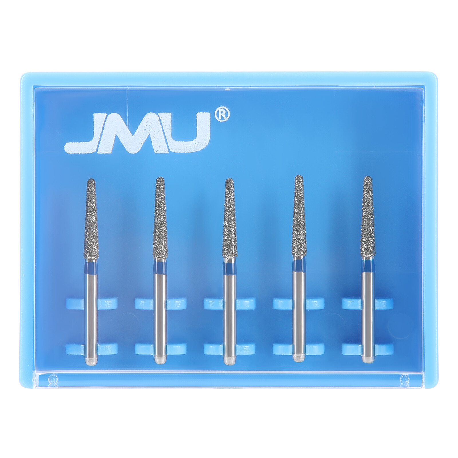 5pcs Dental Diamond Burs Fit High Speed Handpiece Friction Grip Round End Taper