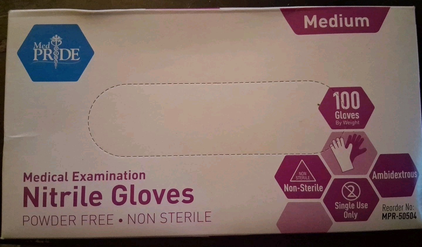MedPride Medical Examination Vinyl Gloves, Powder-Free/Non Sterile 100ct