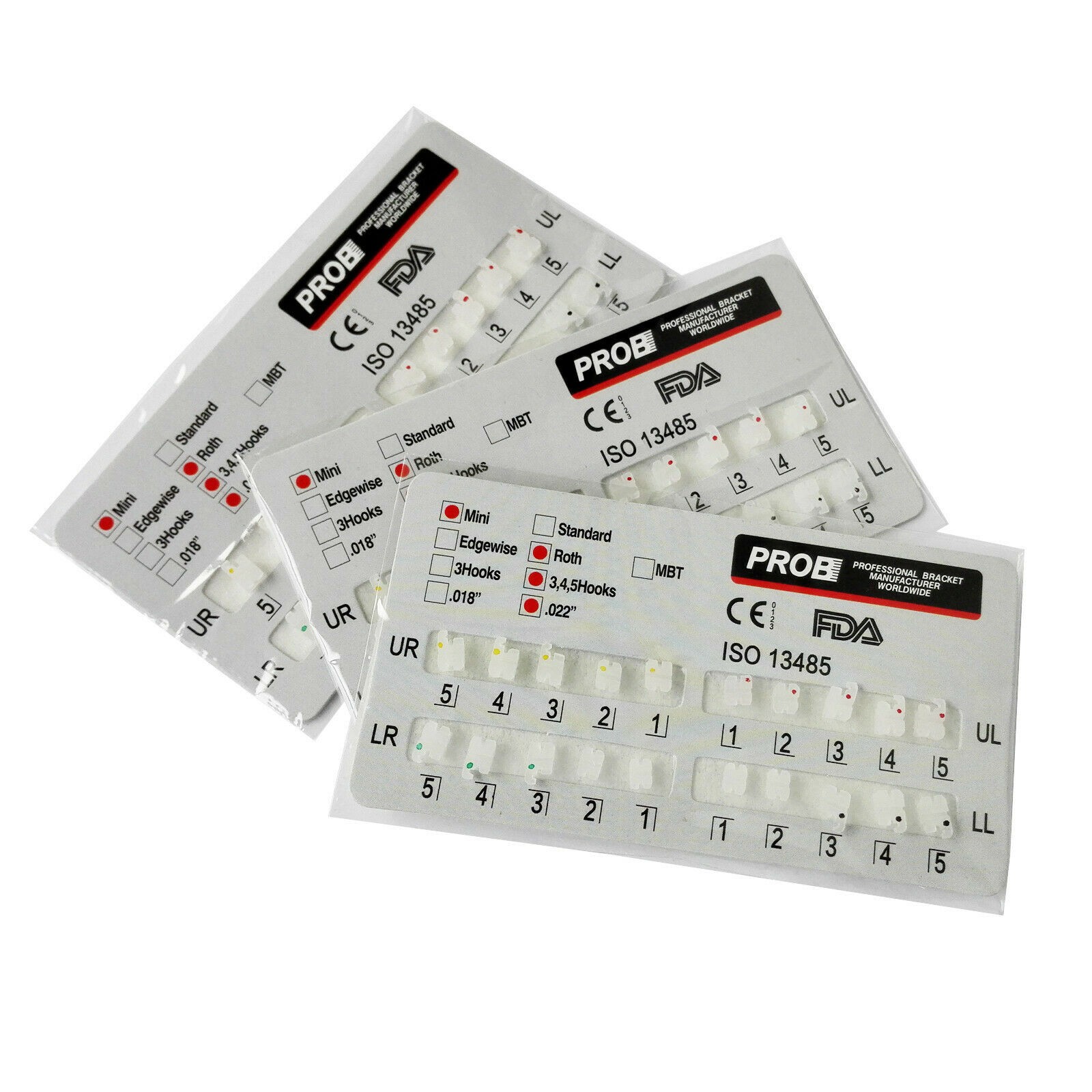 PROB Orthodontic Dental Bracket Ceramic Braces Standard/Mini Roth/MBT 022 3/345H