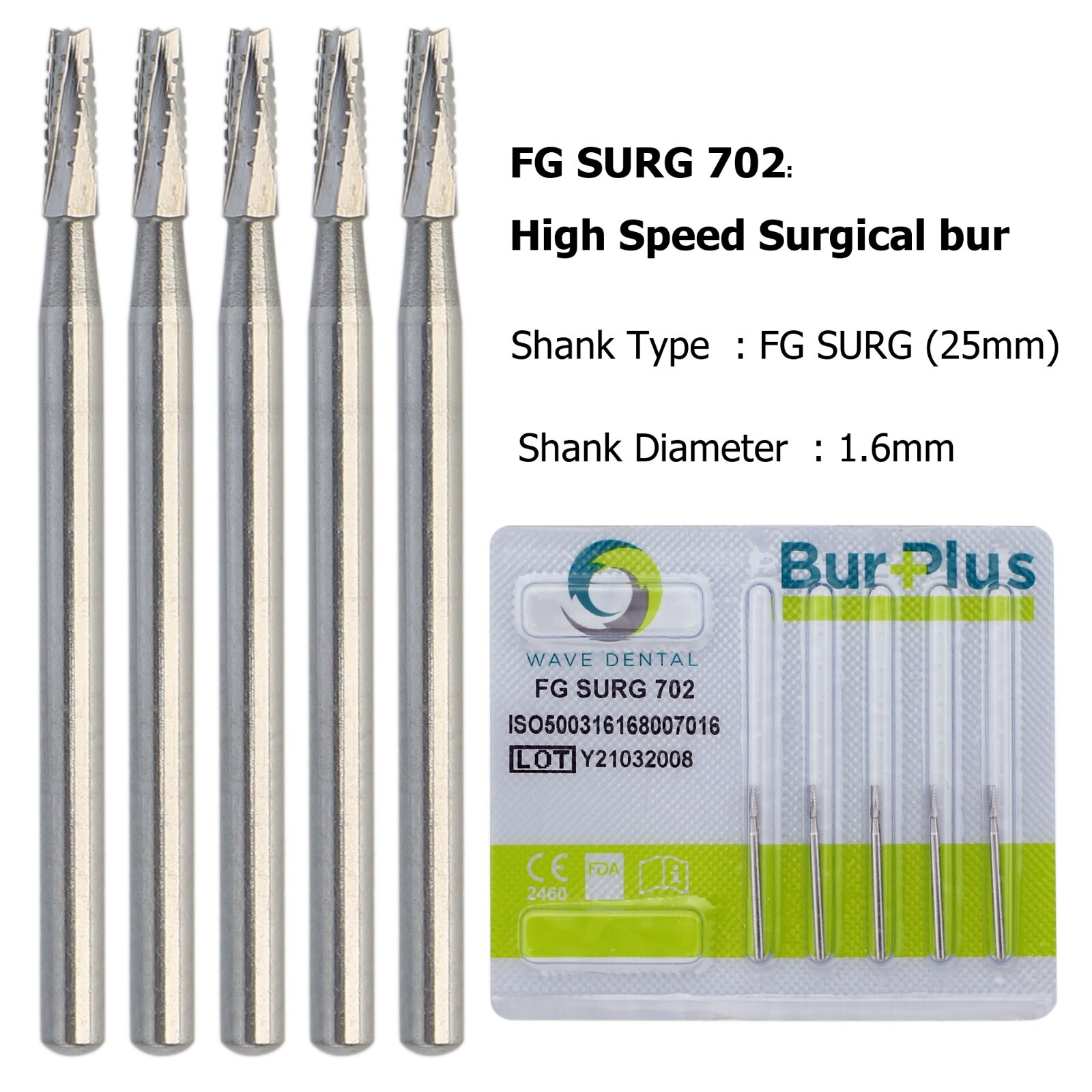 Wave Dental Surgical Bur Round 25mm Carbide Bur 330 Friction Grip High Speed 19m