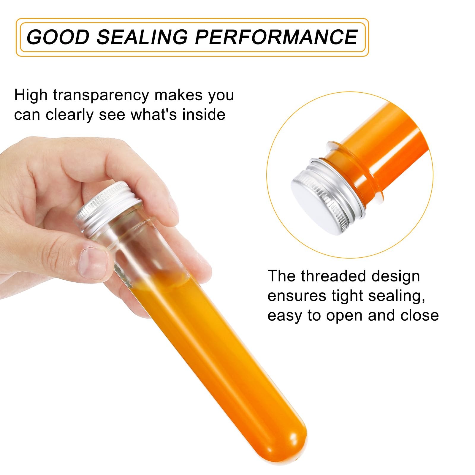 PATIKIL 120Pcs 45ml Plastic Test Tube with Screw Caps, 140x25mm Tubes Aluminum L