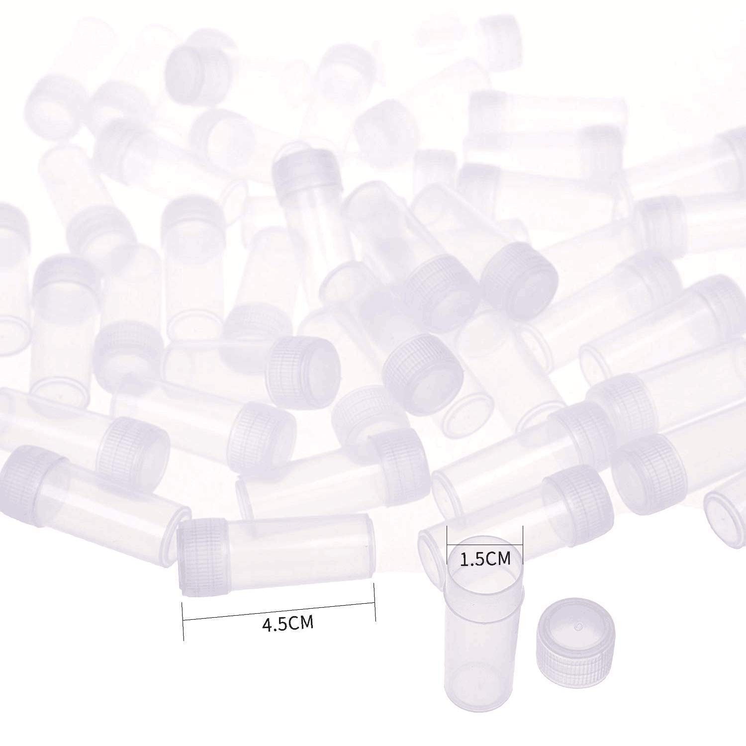50 PCS 5ml Small Plastic Test Tubes Bottle Sample Storage Vial Lab Container