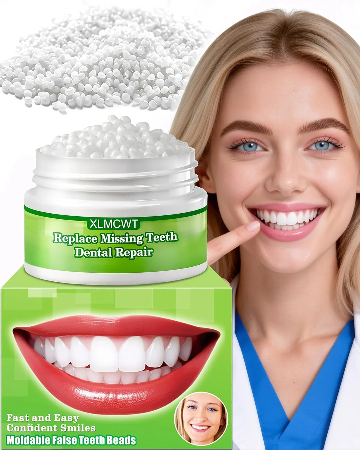 Tooth Repair Kit, Moldable False Teeth Beads | Fix Broken, Chipped, or Missing T