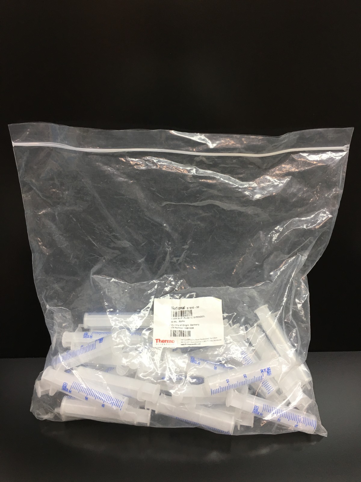 Thermo Scientific REF S7510-30 National Luer Slip Plastic Syringes Lot 28 PCS