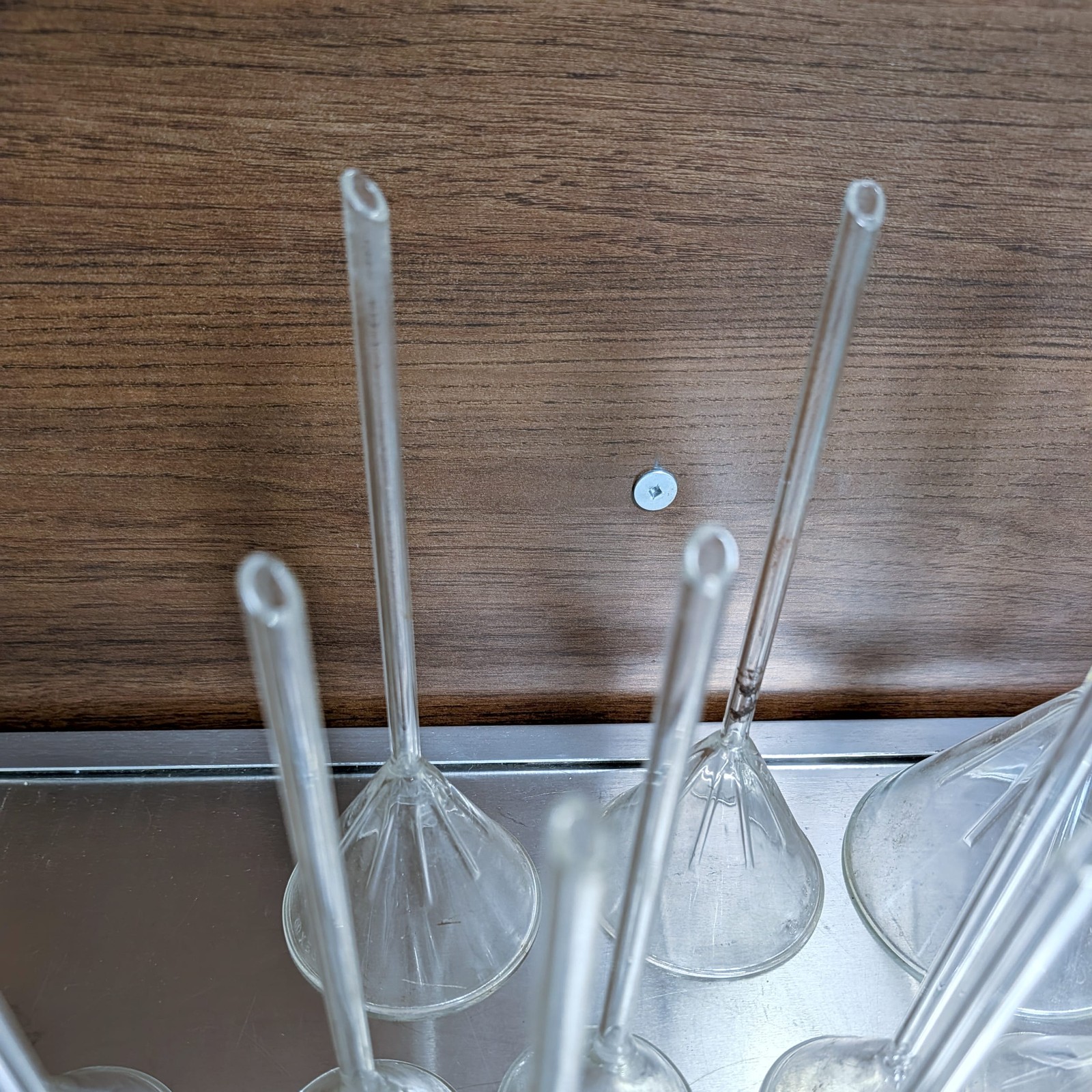 PYREX GLASS Lab FUNNEL 60 DEGREE With Stems From 5.5-9.5 Inch Large Lot of