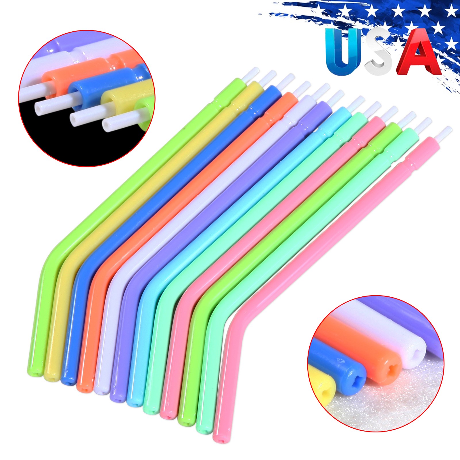 2500pcs Dental Air Water Syringe Tips Disposable Spray Tips Triple Nozzles Tubes
