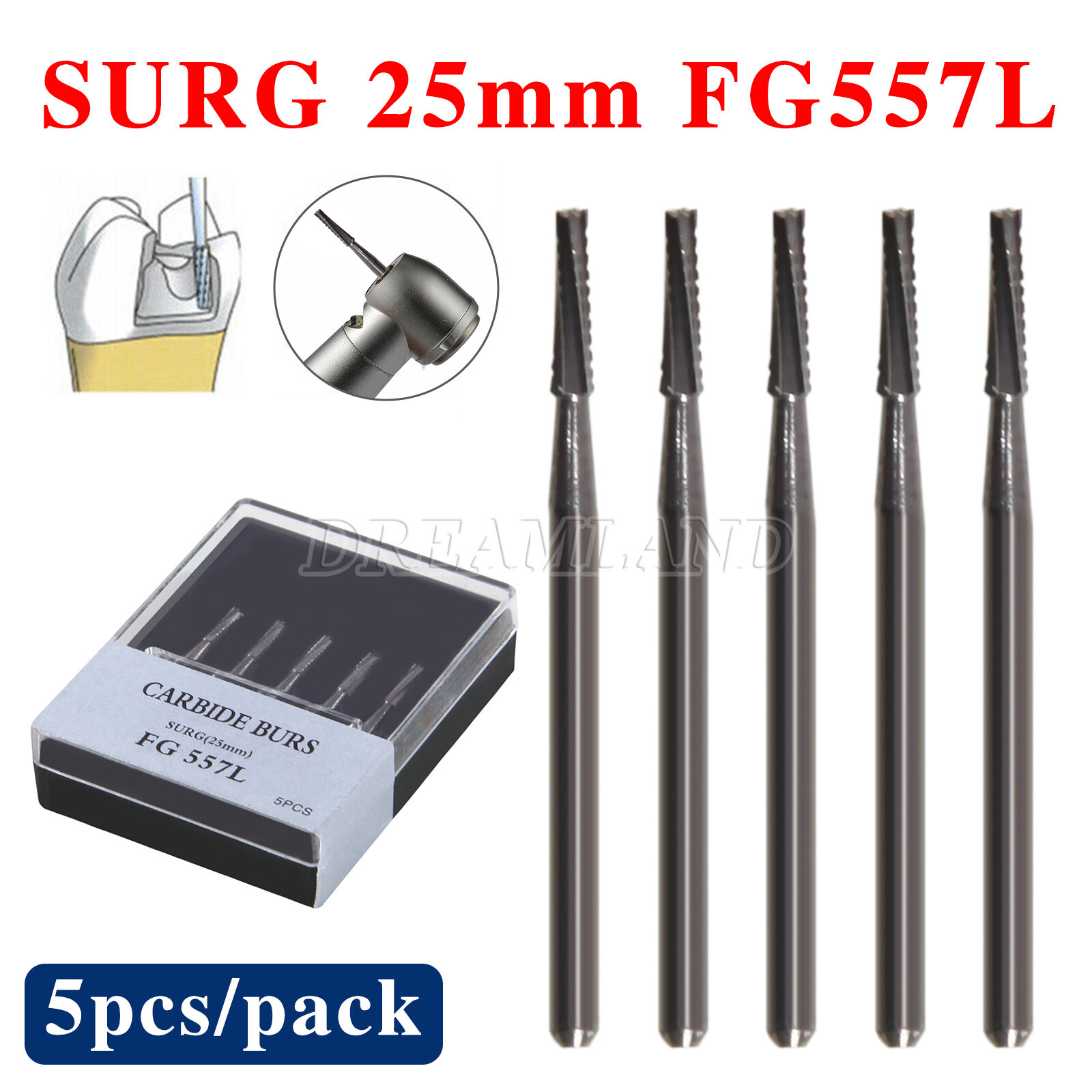 Dental Burs Surgical FG SURG 557L Long Shank Carbide High Speed Drills FGOS