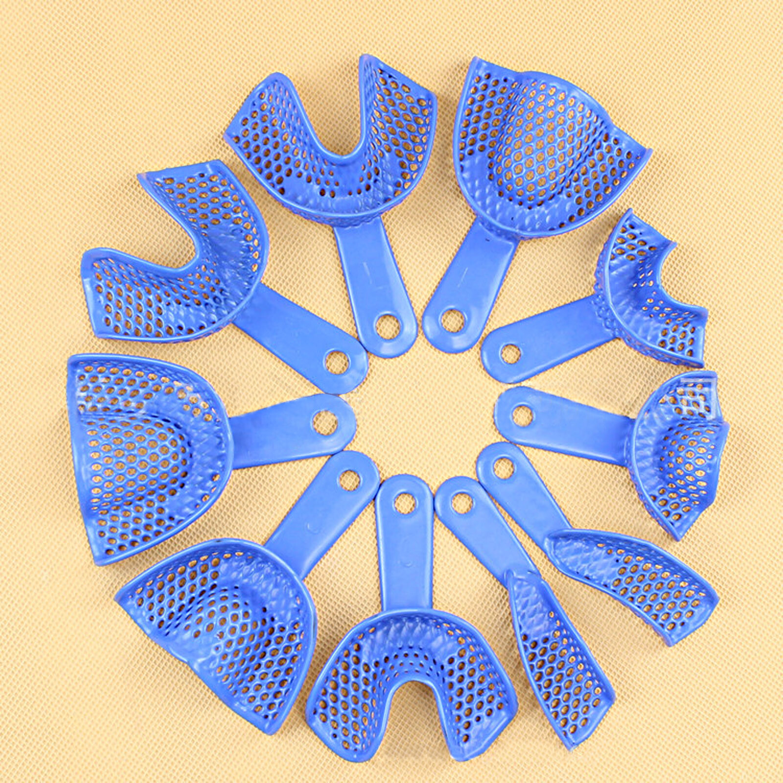 2Pcs Dental Impression Trays Plastic-Steel Denture Autoclavable Upper + Lower