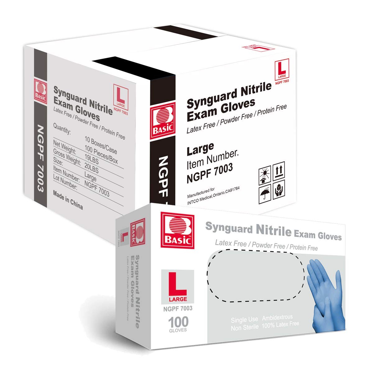 Basic Medical Blue Nitrile Exam Gloves – Latex-Free Powder-Free – NGPF 7003
