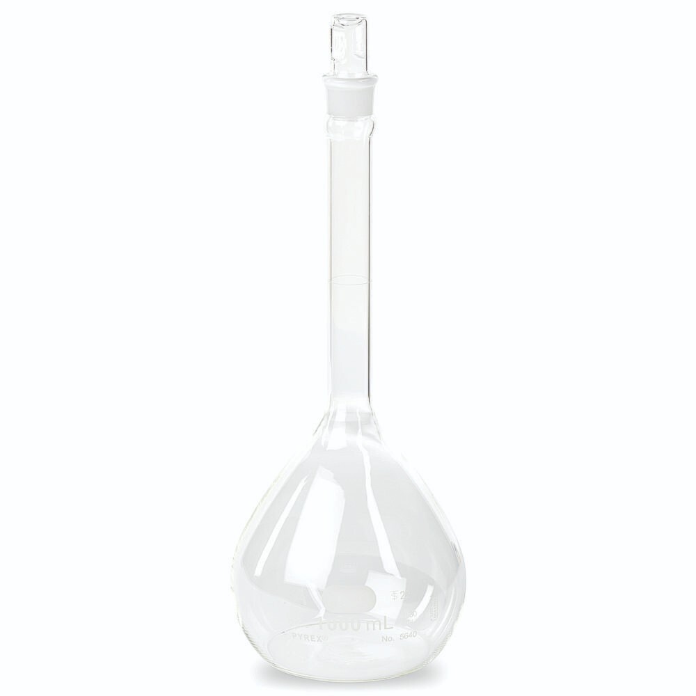 PYREX 100mL Class A Volumetric Flasks w/ Glass Standard Taper Stopper – Case 12
