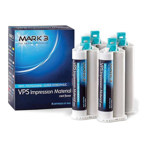MARK3 VPS Impression Material, Monophase, Fast Set, 4 x 50 mL Cartridges