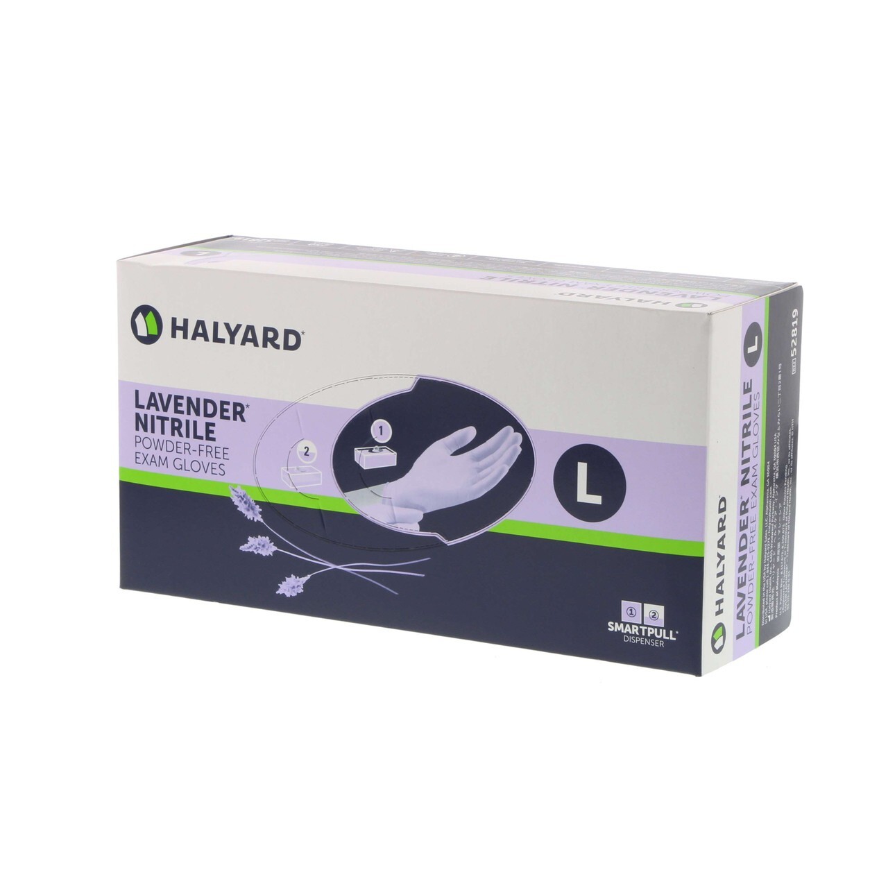 2 Boxes of 250, HALYARD Lavender Nitrile Exam Gloves, Powder-Free, Large.