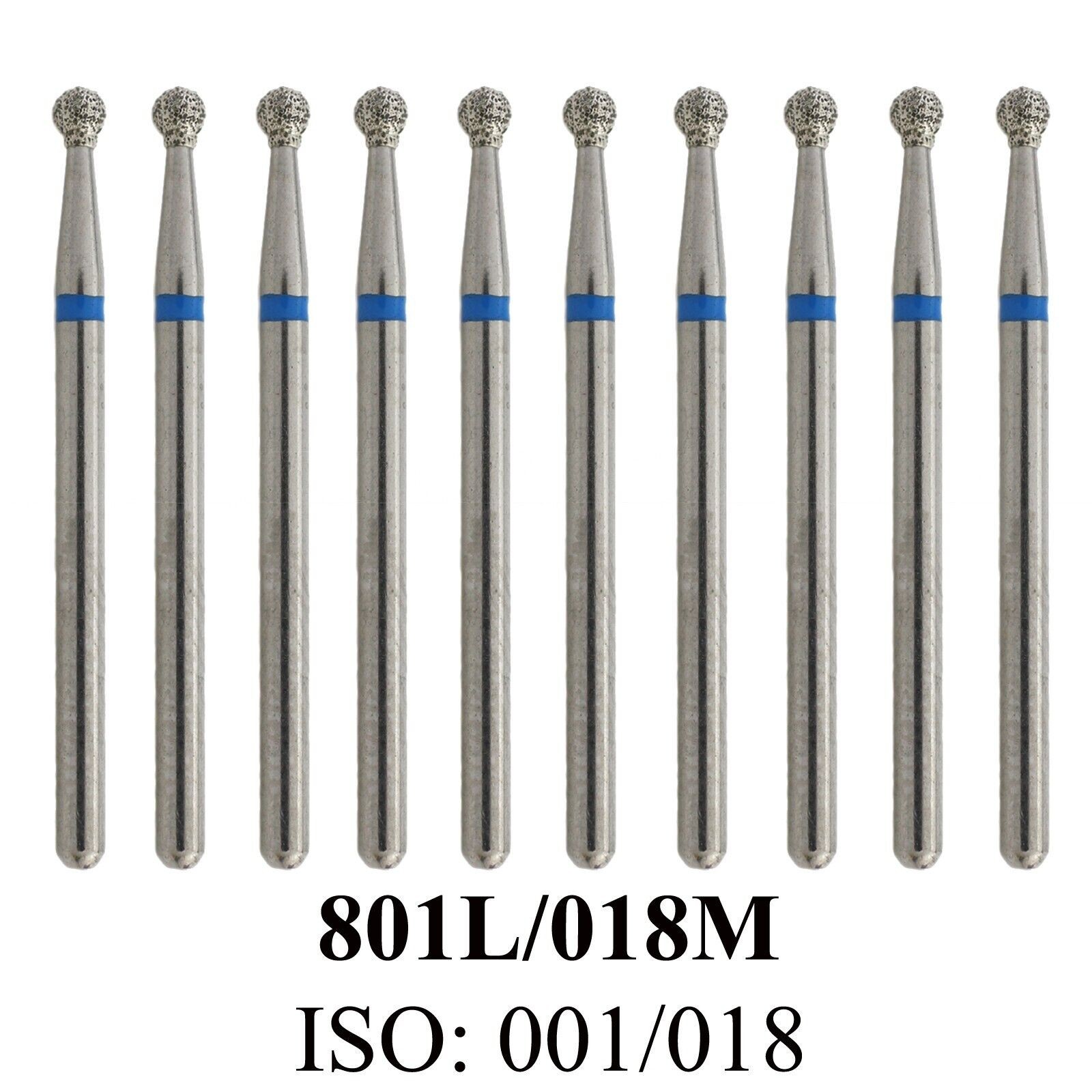Dental Surgical Diamond Burs Round 801L/018M FG SURG High Speed Bur 22mm Medium