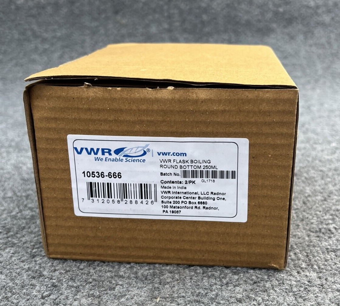 Pack of 2 – VWR 10536-666 boiling flask round bottom 250 mL New Other