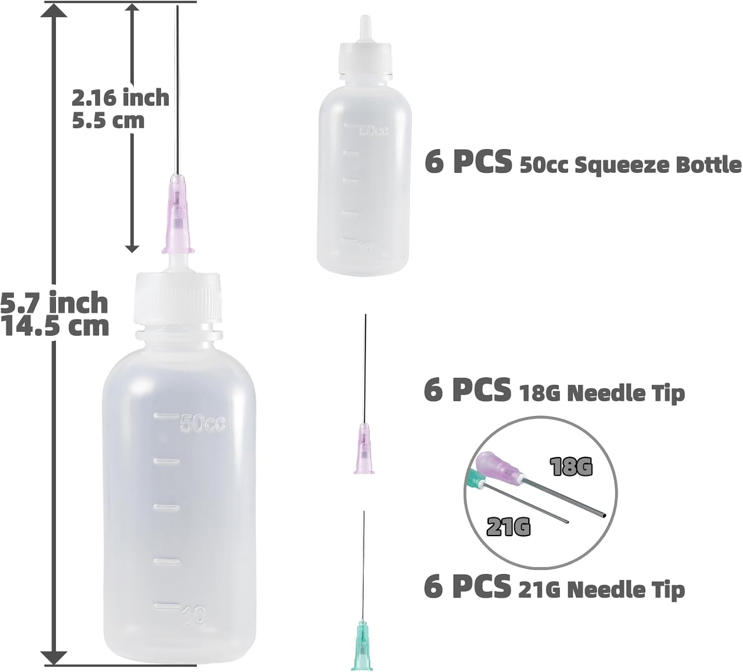 6 Pack Needle Tip Squeeze Bottle 50Ml, Precision Gun Oil Bottle, Needle Oiler