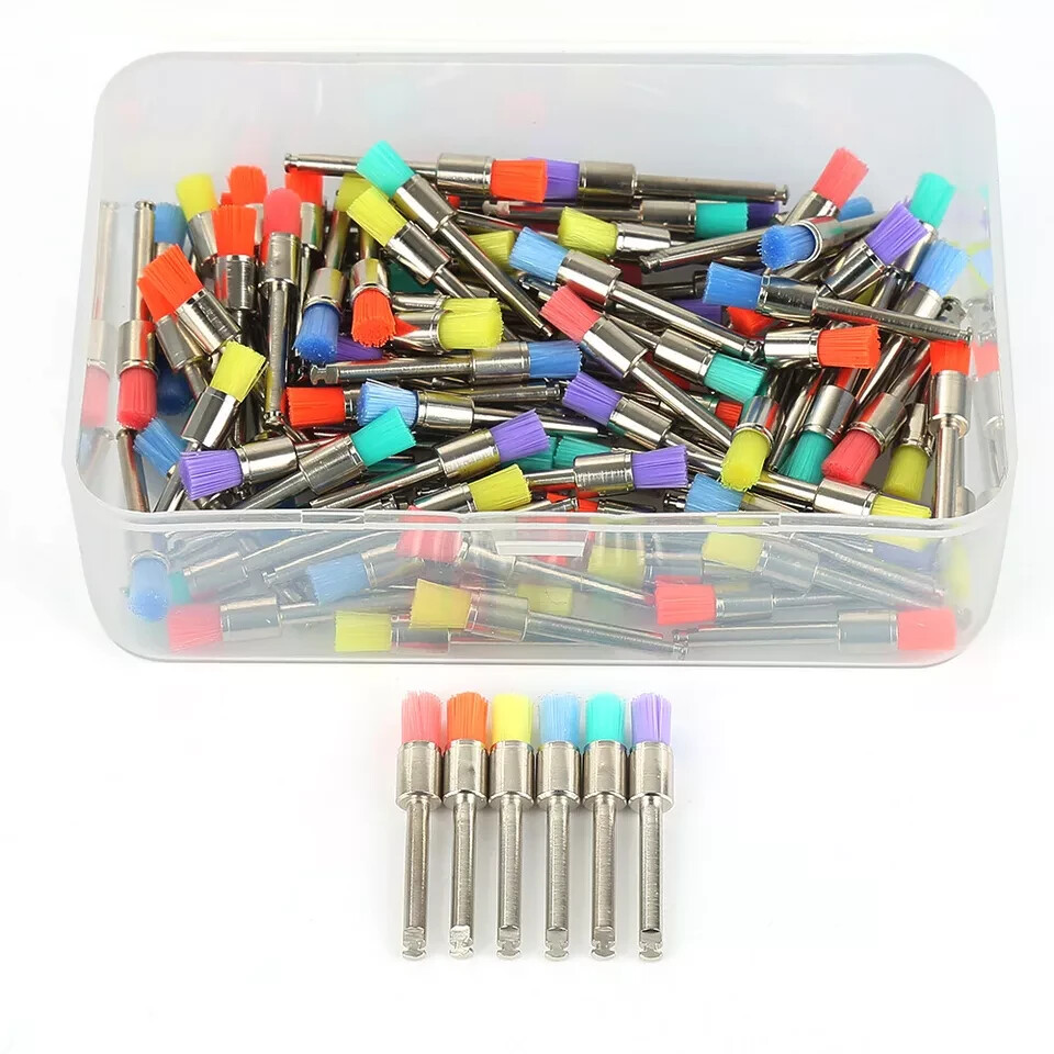 100 PCS Dental Nylon Prophy Polishing Brush Colorful Nylon Latch Polisher Cups
