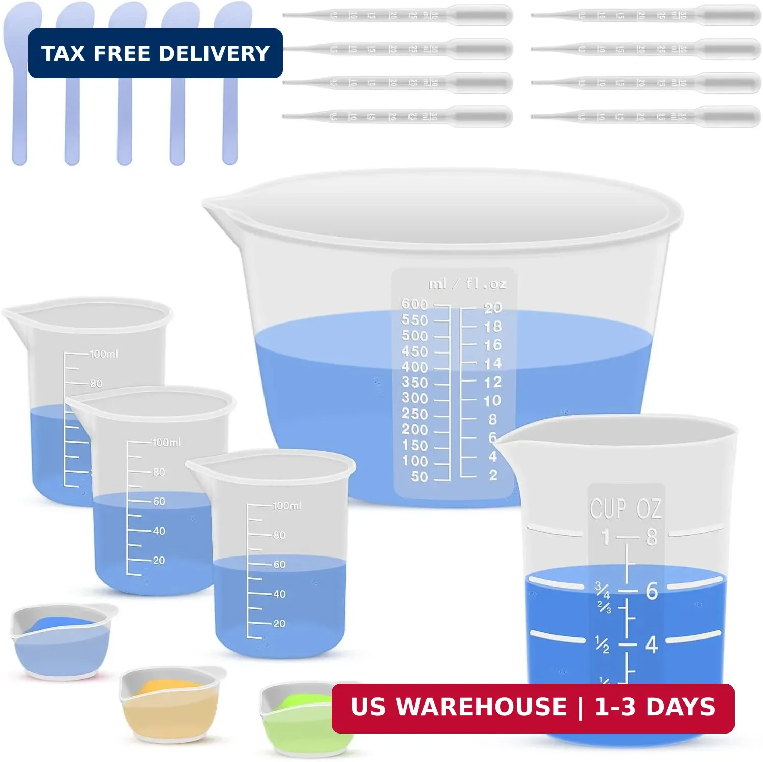Silicone Resin Mixing Measuring Cups for Resin Supplies, 600ml/20oz Bowl, 250 &