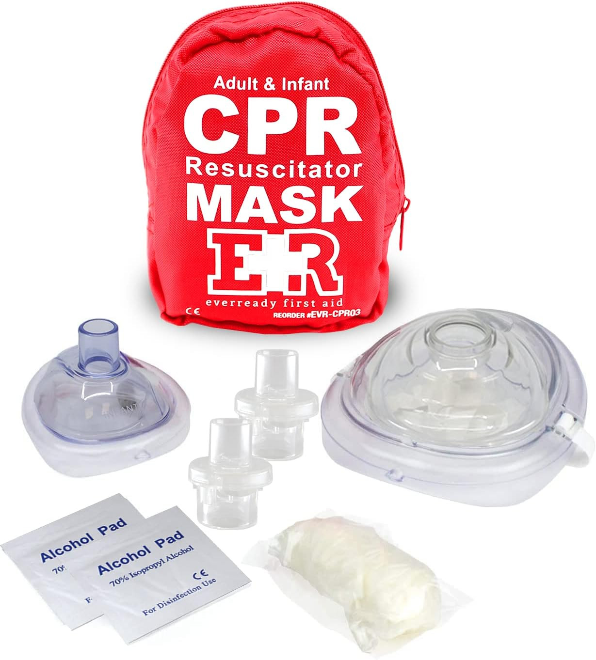Adult and Infant CPR Mask Combo Kit – Includes 2 CPR Masks with One-Way Valves,