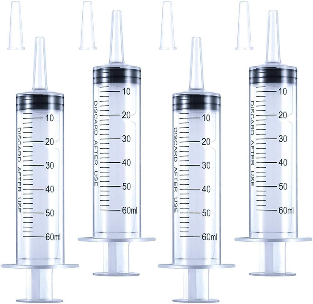 4 Pack 60ml Large Syringe Tip Cap Sterile Plastic for Labs Pets Oil Glue
