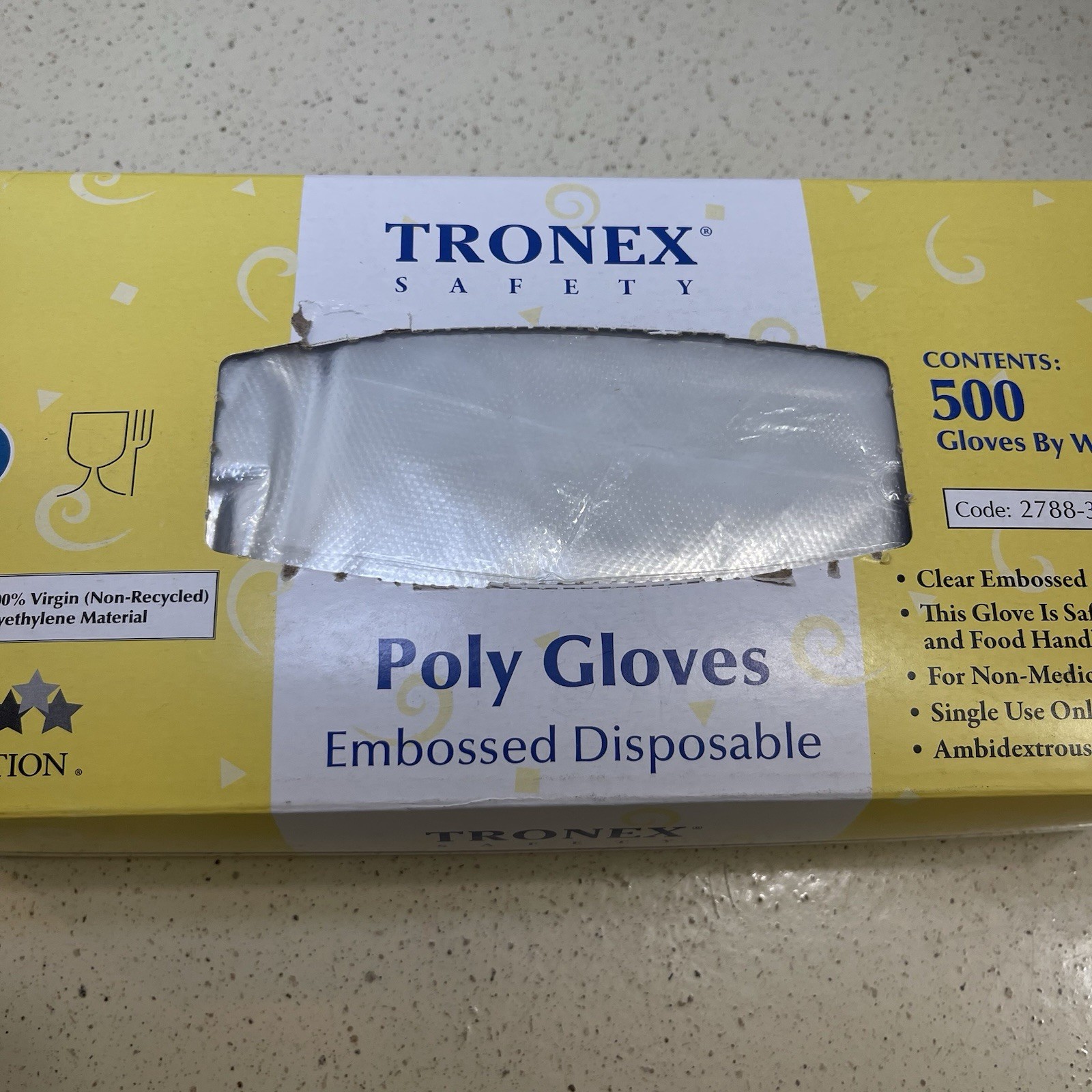 Tronex Safety Poly Gloves Embossed Disposable Large Opened Box