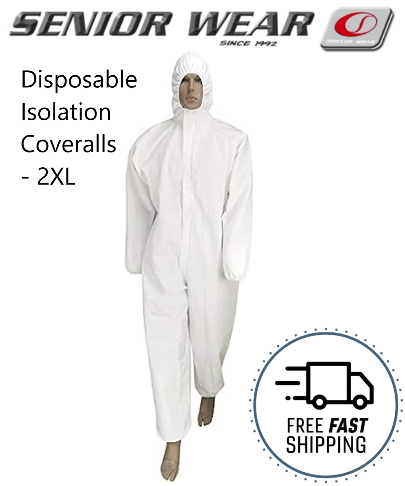 Disposable Isolation Coveralls Light-weight breathable Water Poof with Hood- 2XL