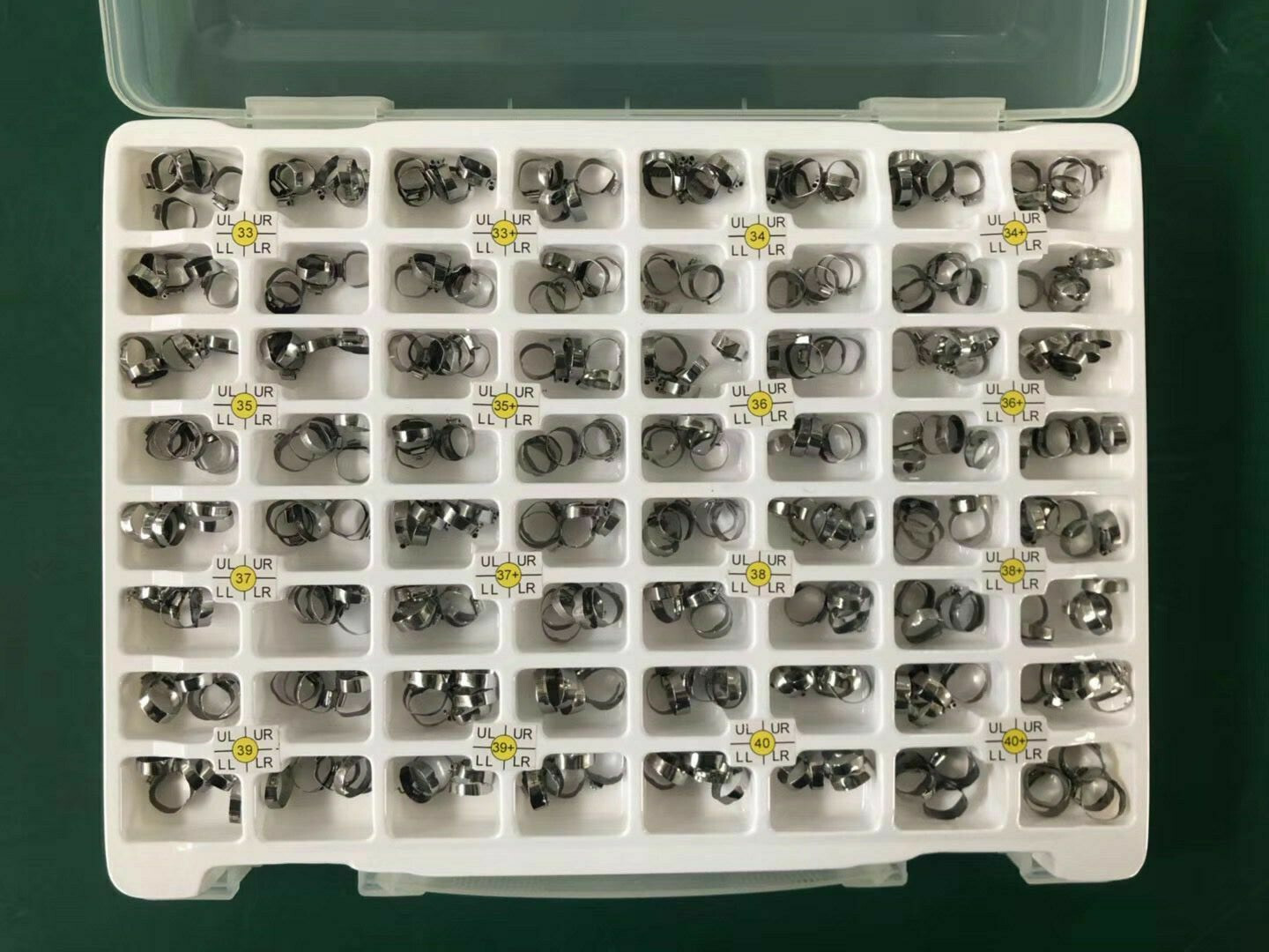 320Pcs Dental Molar Bands Buccal Tubes U/L Single Tube 33-40+# 5X(UR UL LR LL)