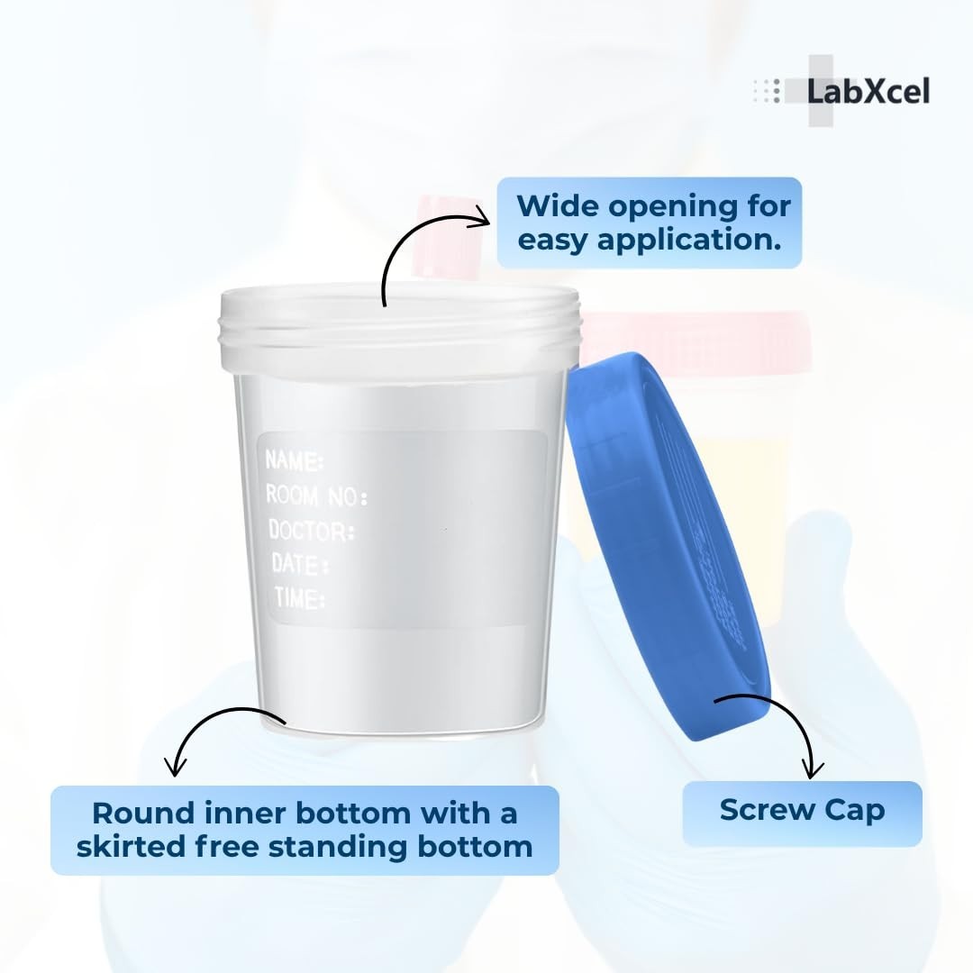 LabXcel Specimen Containers 120mL Polypropylene Screw Cap Sample Collection Cup