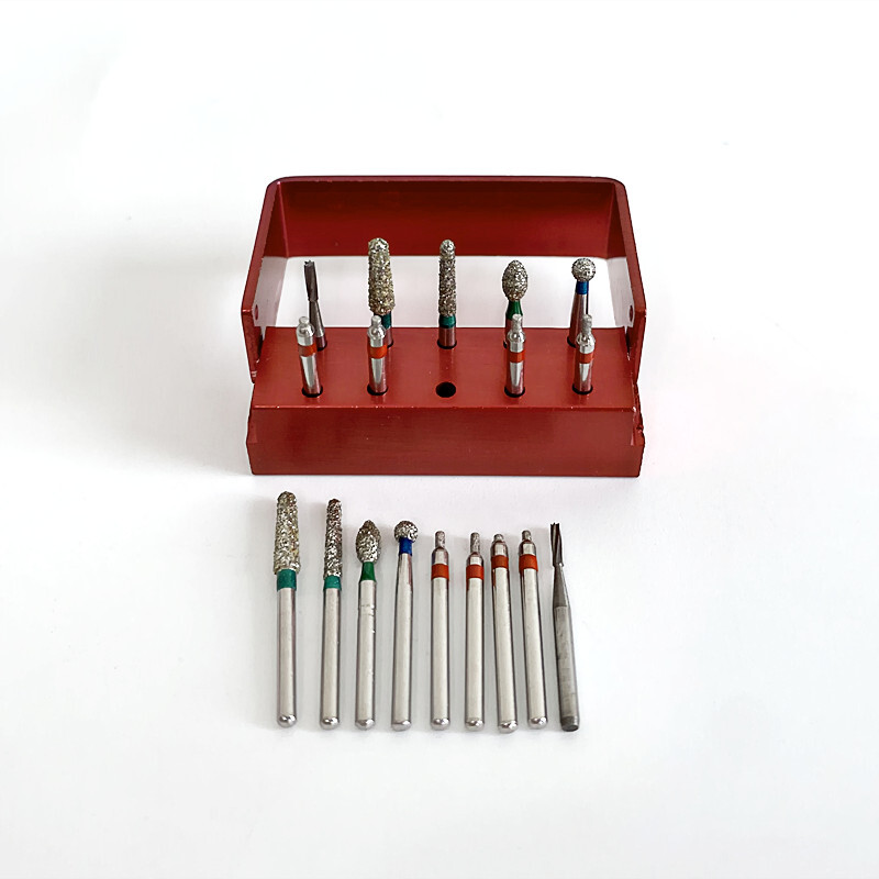 Dental Reverse Direction Fissure Drill Preparation Diamond Bur Sliver 9pcs/Set