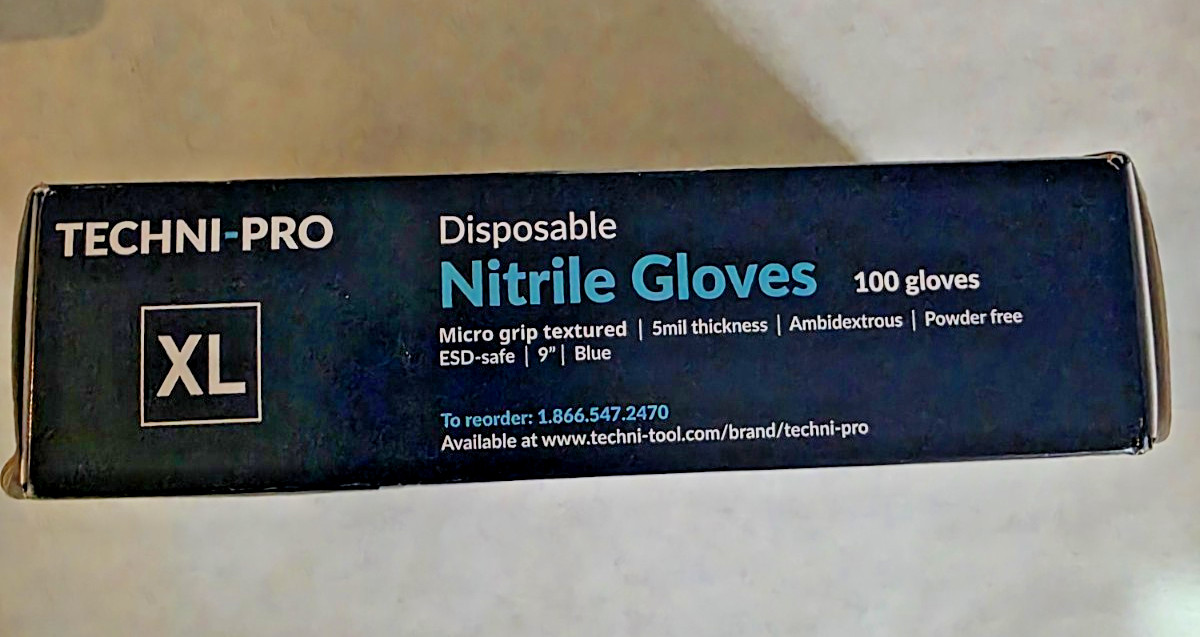 TechniPro 102AP163 Gloves Nitrile 5 mil Textured Grip Blue X-Lg 3 boxes 300pairs